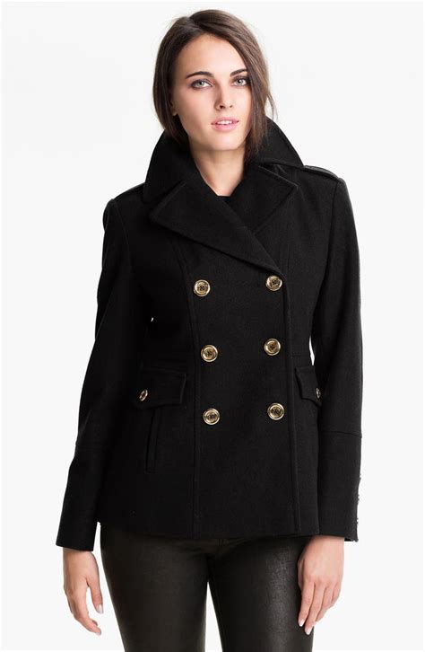 double-breasted wool blend peacoat michael kors|Michael Kors wool blend peacoat.